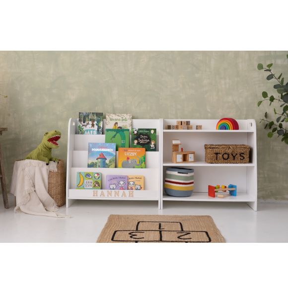 Zestaw mebli Montessori, biblioteczka i regał (2x 73 cm), biały
