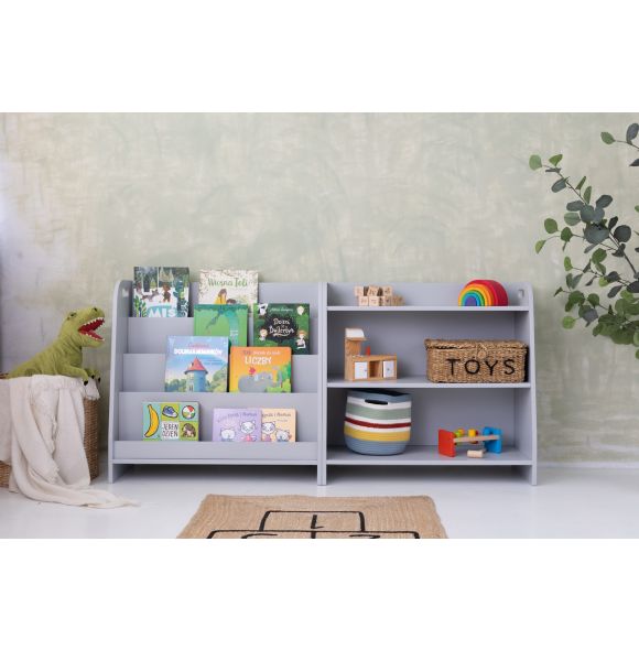 Zestaw mebli Montessori, biblioteczka i regał (2x 73 cm), szary