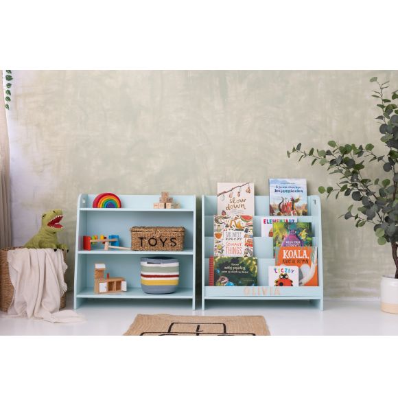 Zestaw mebli Montessori, biblioteczka i regał (2x 73 cm), miętowy